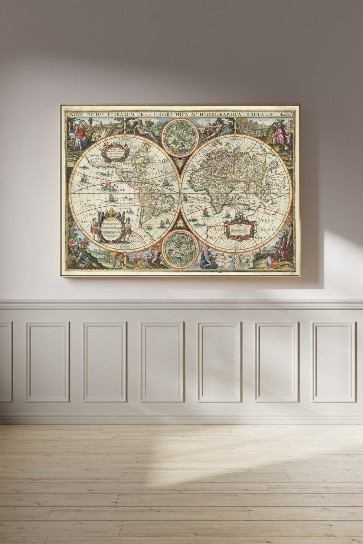 Melchior Tavernier II — Nova Totius Terrarum Orbis Geographica ac Hydrographica Tabula | Hand-Coloured Antique World Map Print