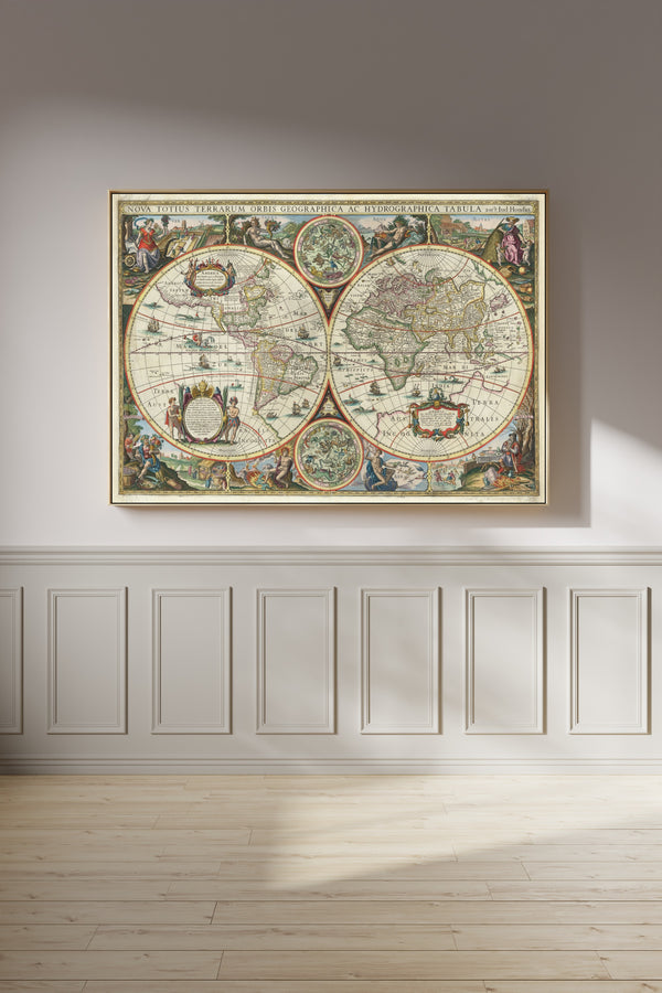 Melchior Tavernier II — Nova Totius Terrarum Orbis Geographica ac Hydrographica Tabula | Hand-Coloured Antique World Map Print