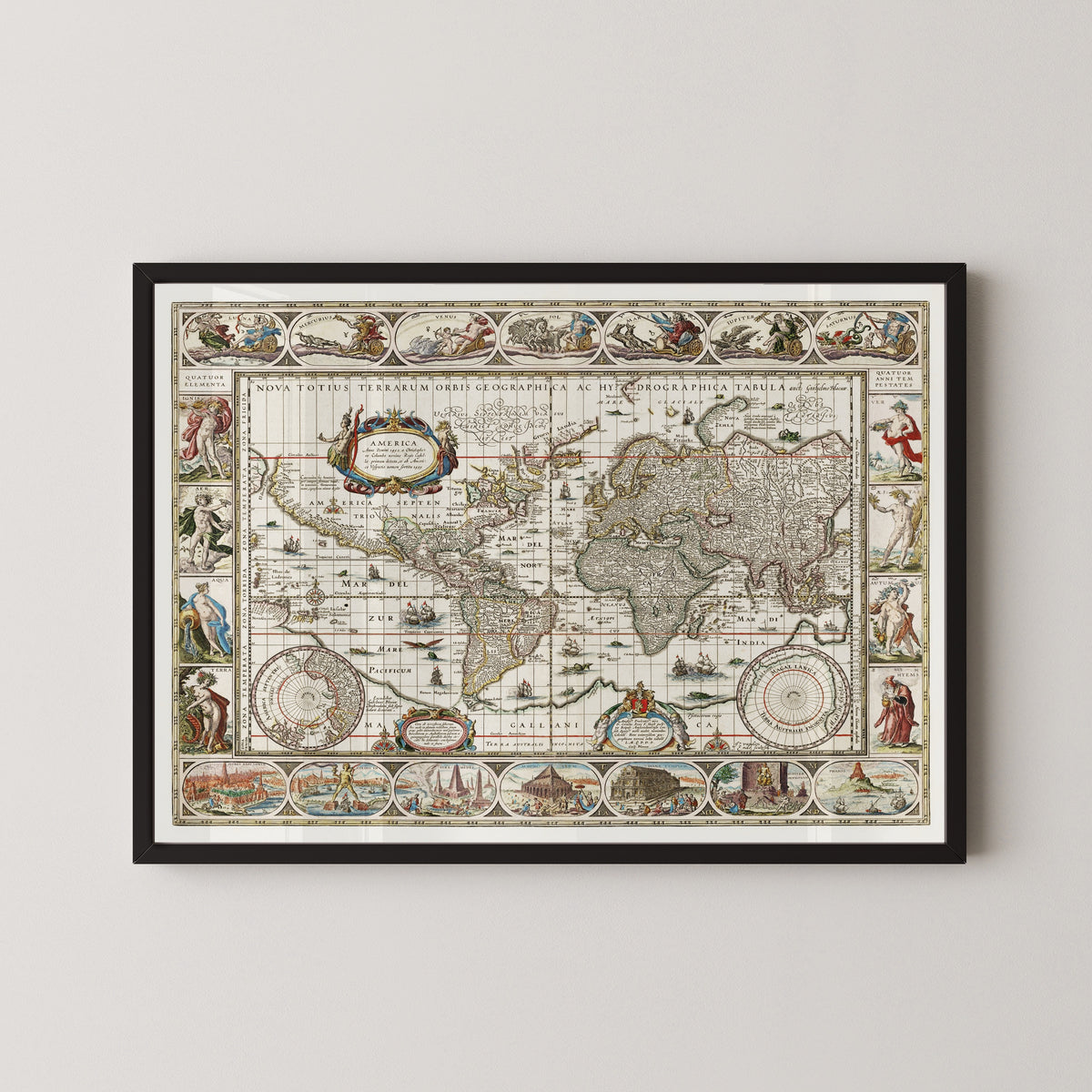 Willem Janszoon Blaeu — Nova Totius Terrarum Orbis Geographica ac Hydrographica Tabula | Antique World Map Print