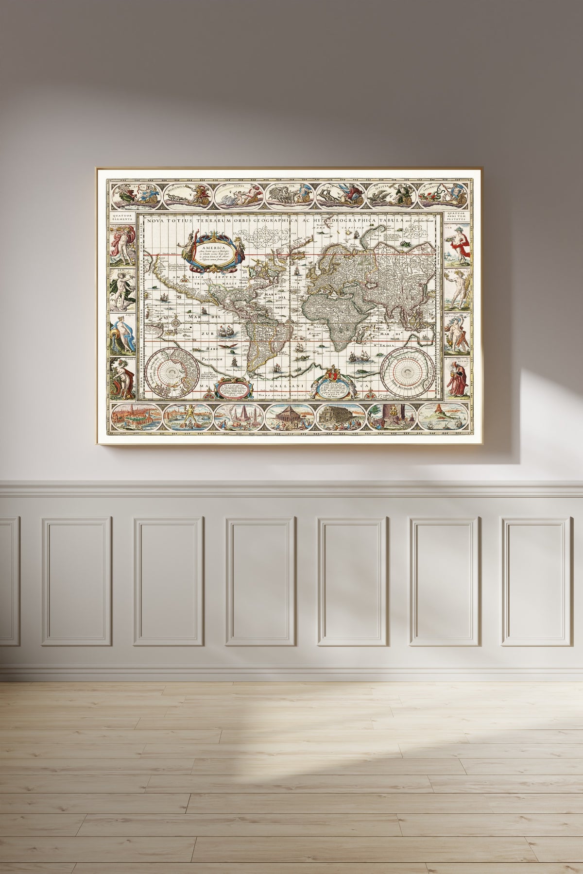 Willem Janszoon Blaeu — Nova Totius Terrarum Orbis Geographica ac Hydrographica Tabula | Antique World Map Print