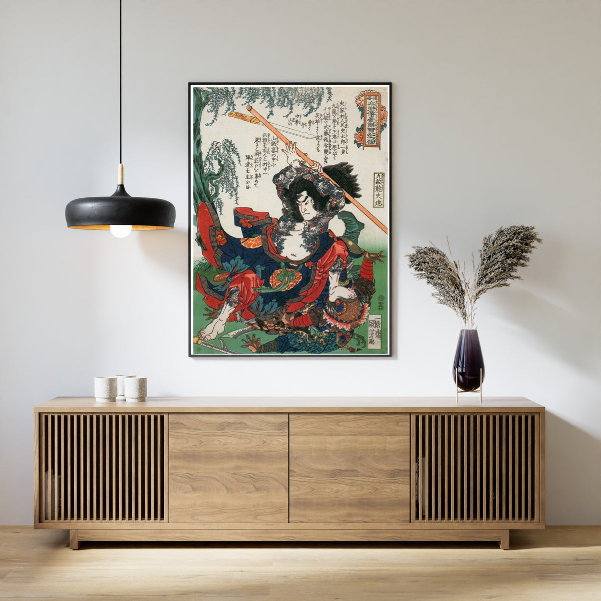 Utagawa Kuniyoshi — 108 Heroes of the Suikoden: Kumonryū Shishin (centre panel) | Japanese Woodblock Print (Ukiyo-e)