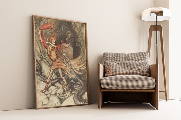 Arthur Rackham — Ohé! Ohé! Horrible Dragon, O Swallow Me Not | Wagner Illustration Print