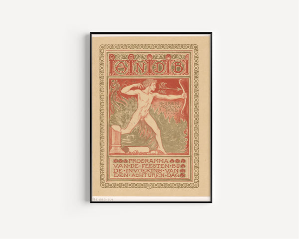 Richard Roland Holst — Omslagontwerp Feestprogramma ANDB achturendag [Cover design, Diamond Workers' Union eight-hour day] | Art Nouveau Print