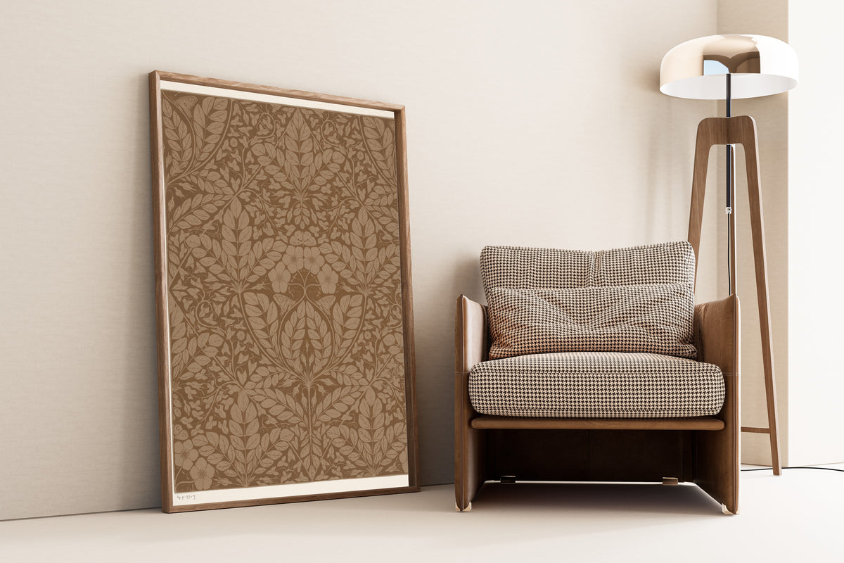 Theo Nieuwenhuis — Ontwerp voor behang met bladeren en bloemen [Wallpaper design with leaves and flowers] | Art Nouveau Print