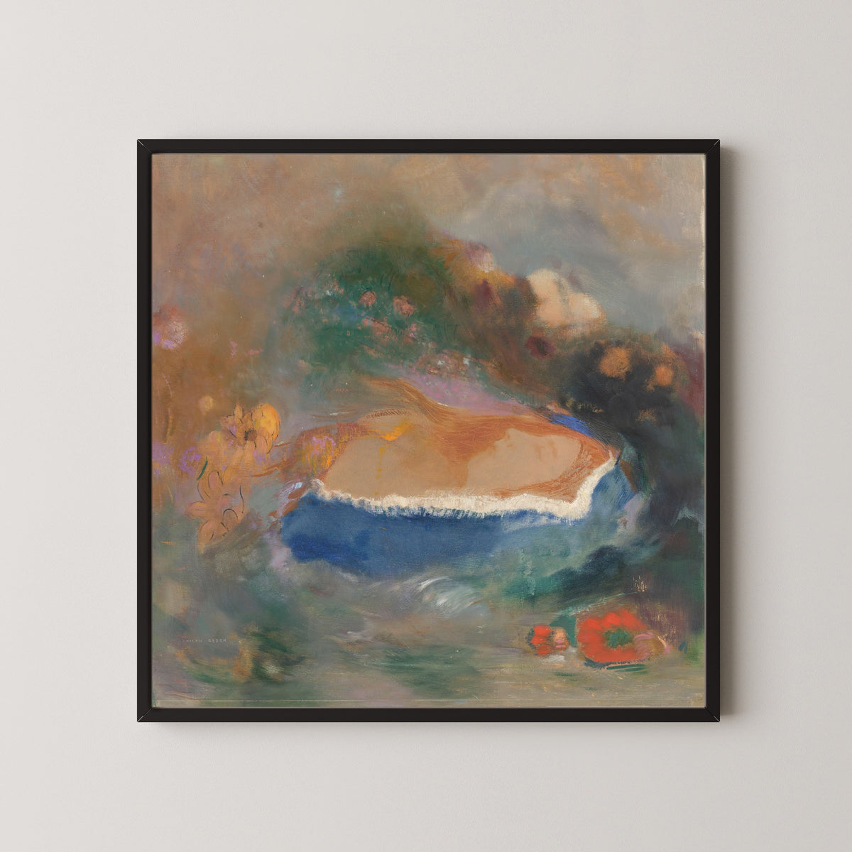 Odilon Redon — Ophélie, la cape bleue sur les eaux (Ophelia with a Blue Wimple in the Water) | Symbolist Art Print
