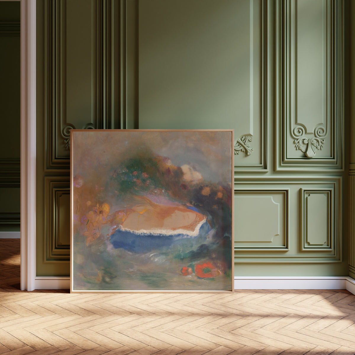 Odilon Redon — Ophélie, la cape bleue sur les eaux (Ophelia with a Blue Wimple in the Water) | Symbolist Art Print