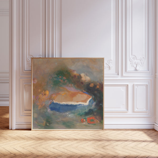 Odilon Redon — Ophélie, la cape bleue sur les eaux (Ophelia with a Blue Wimple in the Water) | Symbolist Art Print