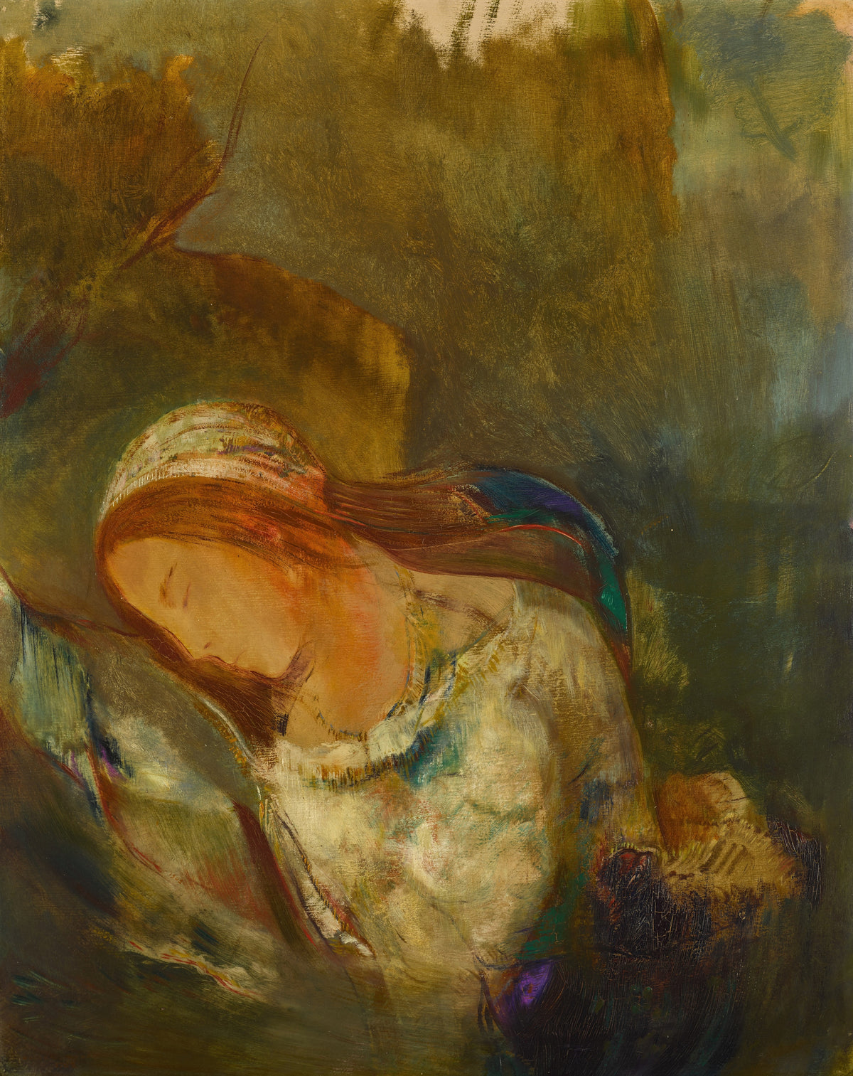 Odilon Redon — Ophelia (Striped Headscarf) | Symbolist Art Print