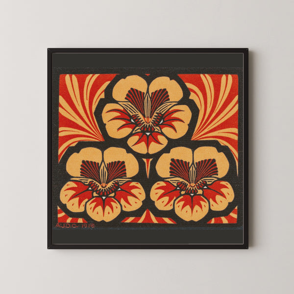 Julie de Graag — Orange Floral Ornament | Woodcut Print