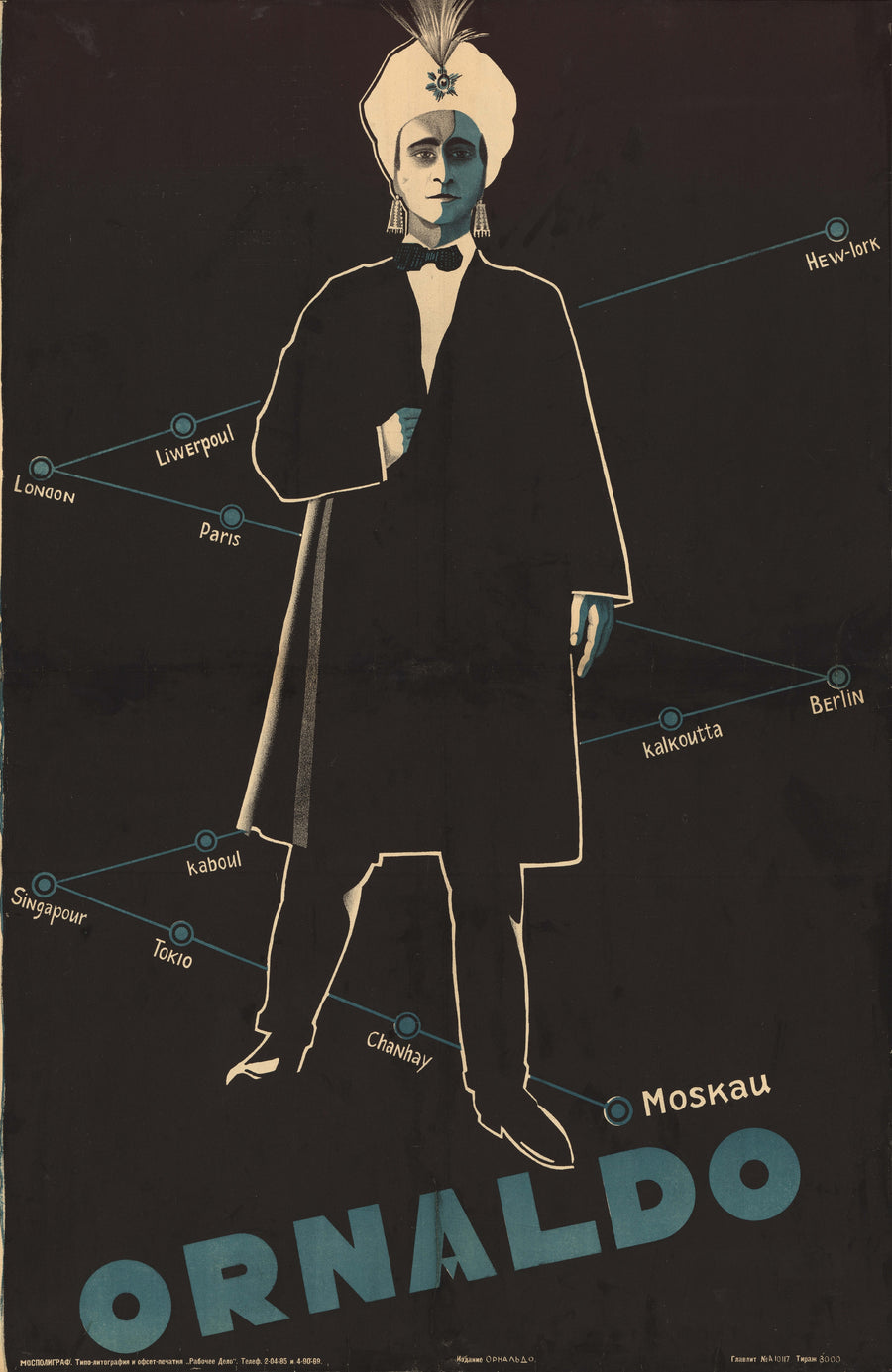 Ornaldo | Vintage Soviet Advertising Poster Print shown to scale on a wall above a sofa