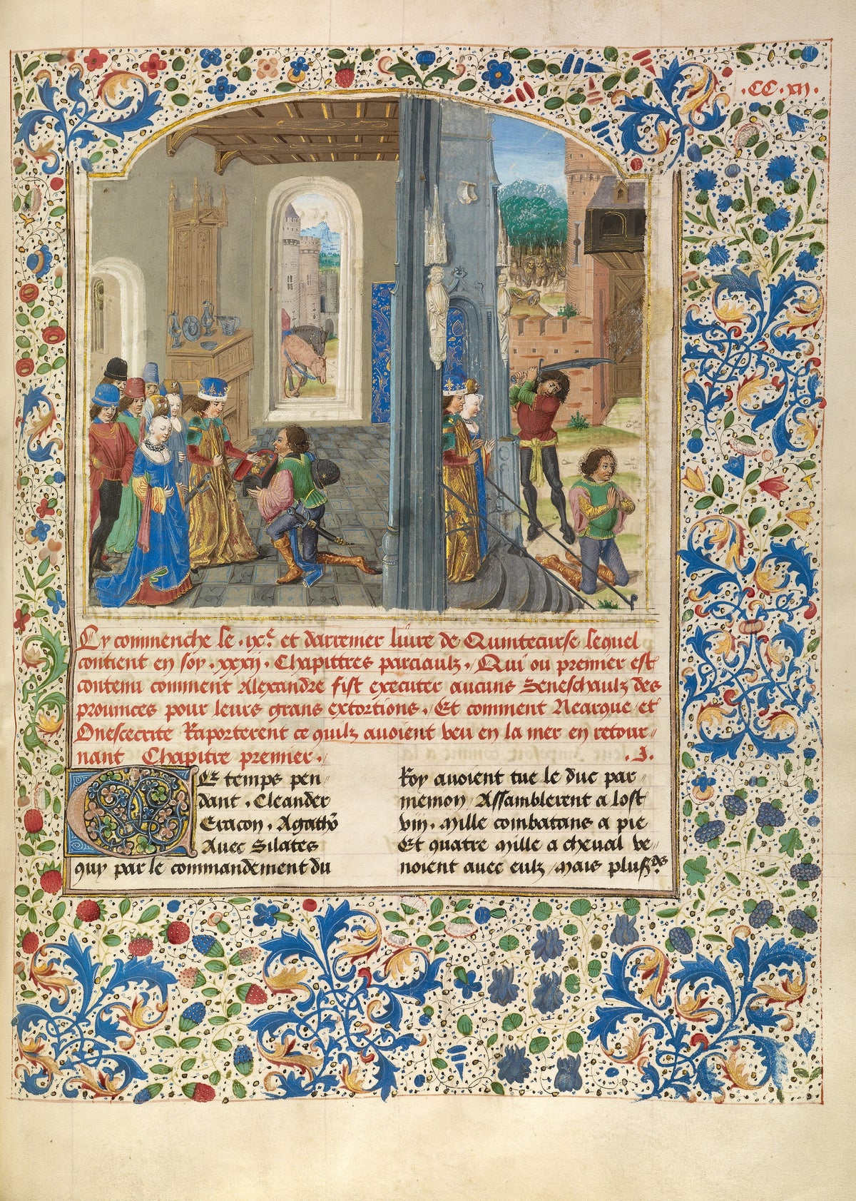 Master of the Jardin de vertueuse consolation — Orsines Presenting a Gift to Alexander and the Execution of Orsines | Illuminated Manuscript Print
