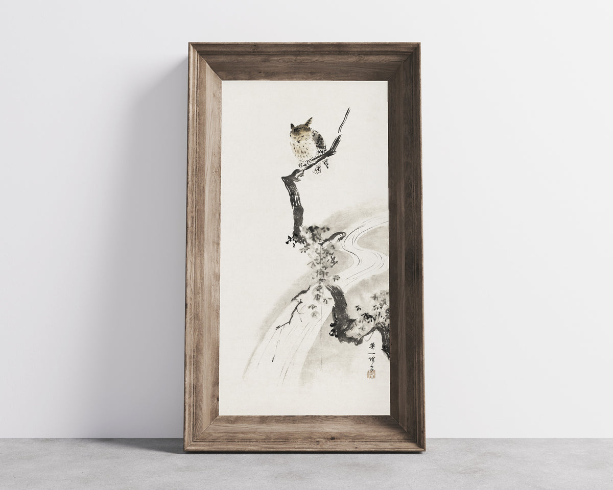Hanabusa Itchō — An Owl Perched in a Tree | Japanese Ink Painting Art Print