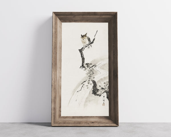 Hanabusa Itchō — An Owl Perched in a Tree | Japanese Ink Painting Art Print