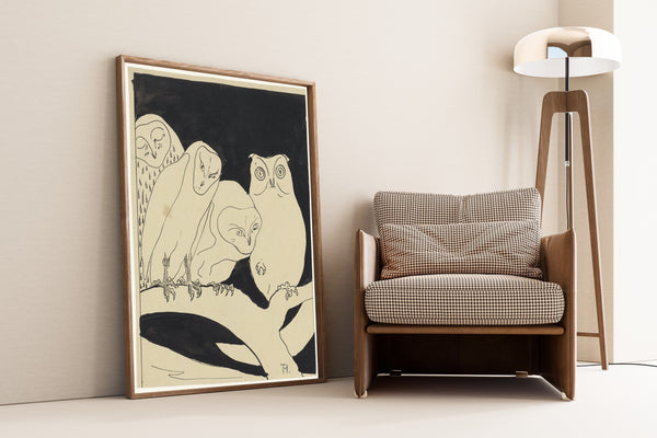 Theo van Hoytema — Owls on a Branch | Art Nouveau Print