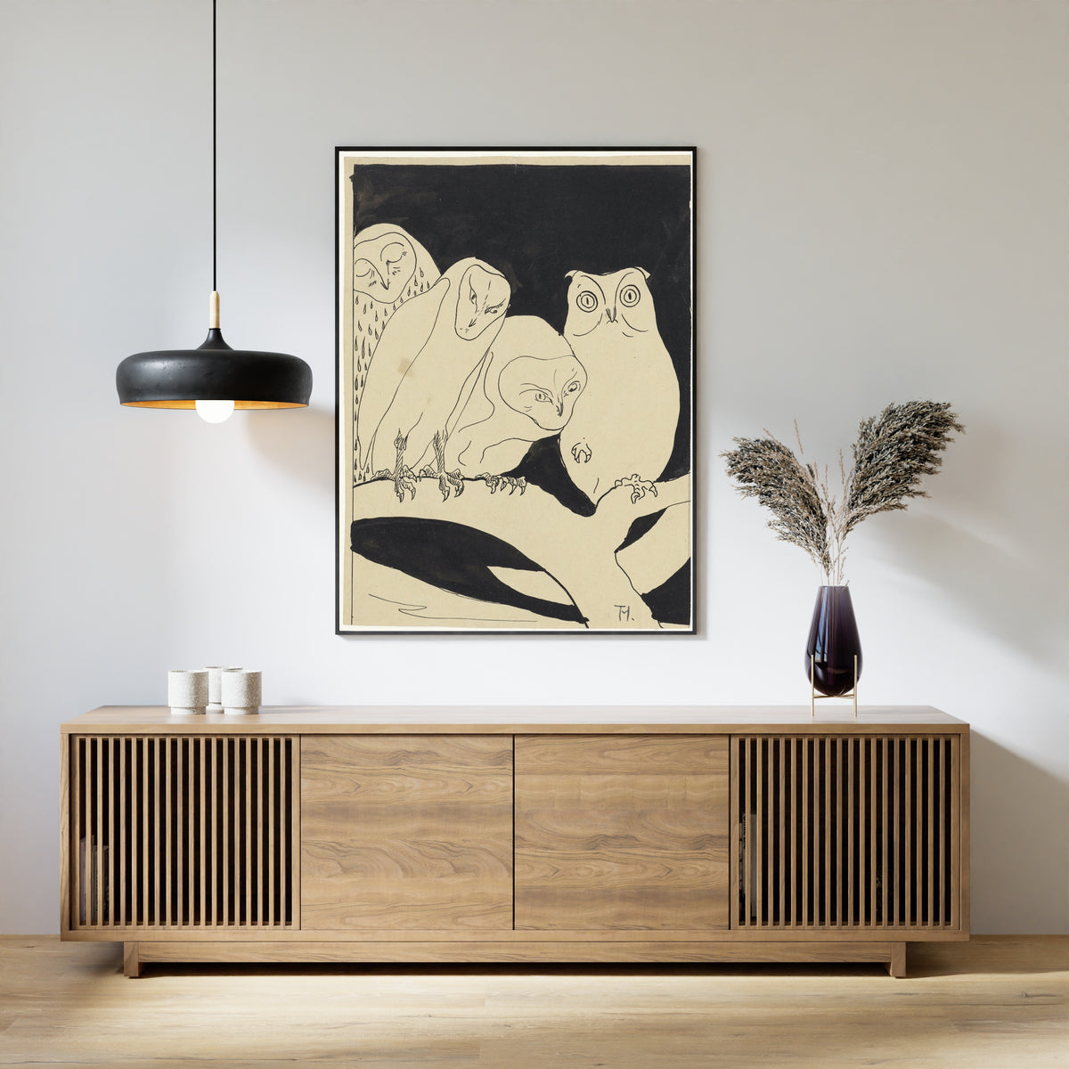 Theo van Hoytema — Owls on a Branch | Art Nouveau Print
