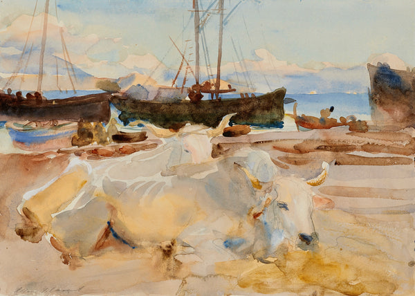 John Singer Sargent — Oxen on the Beach at Baia | Fine Art Print