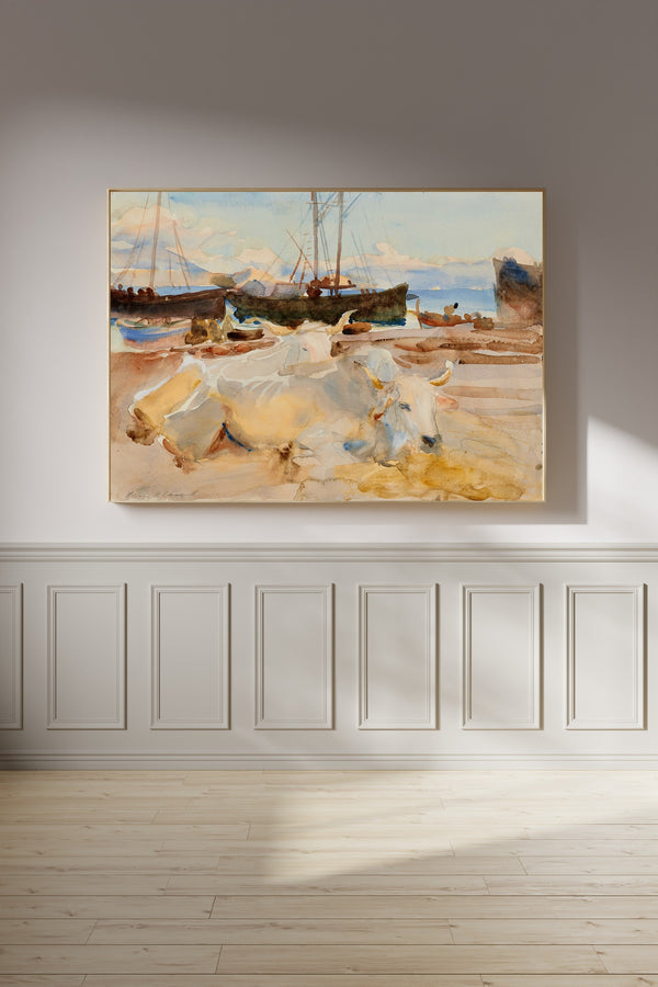 John Singer Sargent — Oxen on the Beach at Baia | Fine Art Print