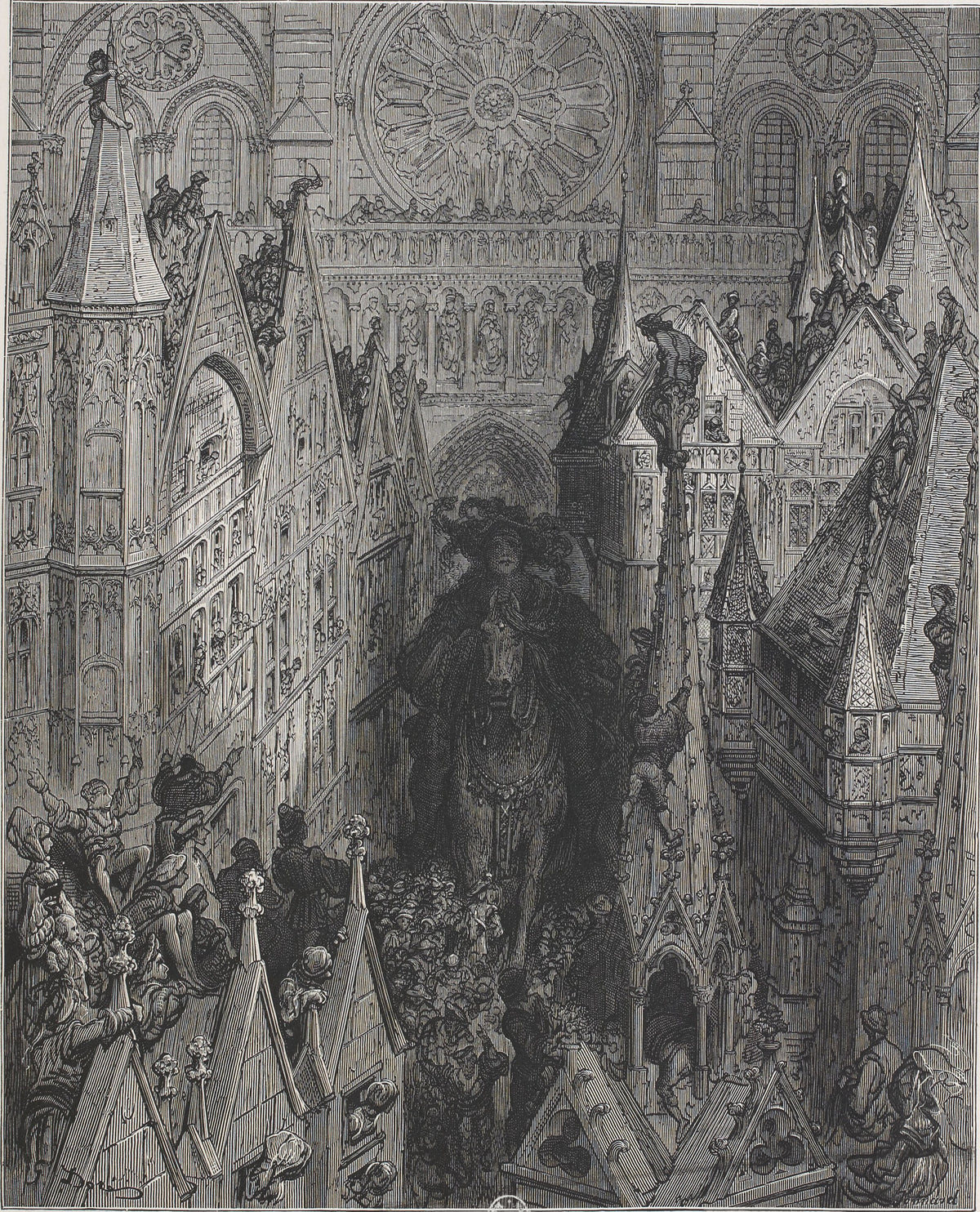 Gustave Doré — Pantagruel Enters Paris | Wood Engraving Print