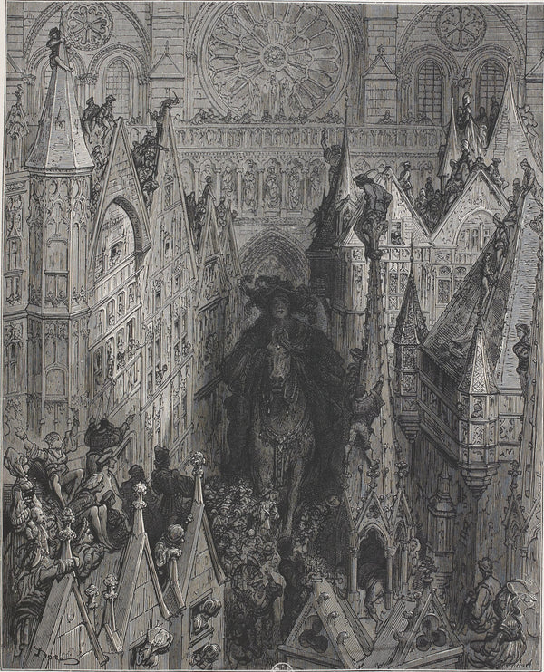 Gustave Doré — Pantagruel Enters Paris | Wood Engraving Print