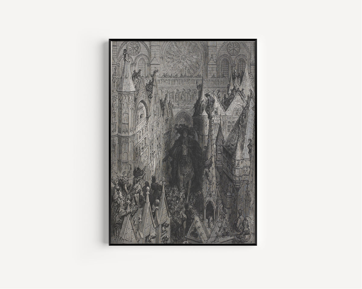 Gustave Doré — Pantagruel Enters Paris | Wood Engraving Print
