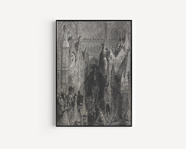 Gustave Doré — Pantagruel Enters Paris | Wood Engraving Print