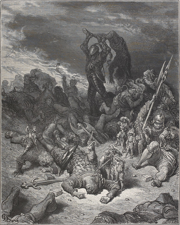 Gustave Doré — Pantagruel Seizes Loup Garou by the Feet | Wood Engraving Print