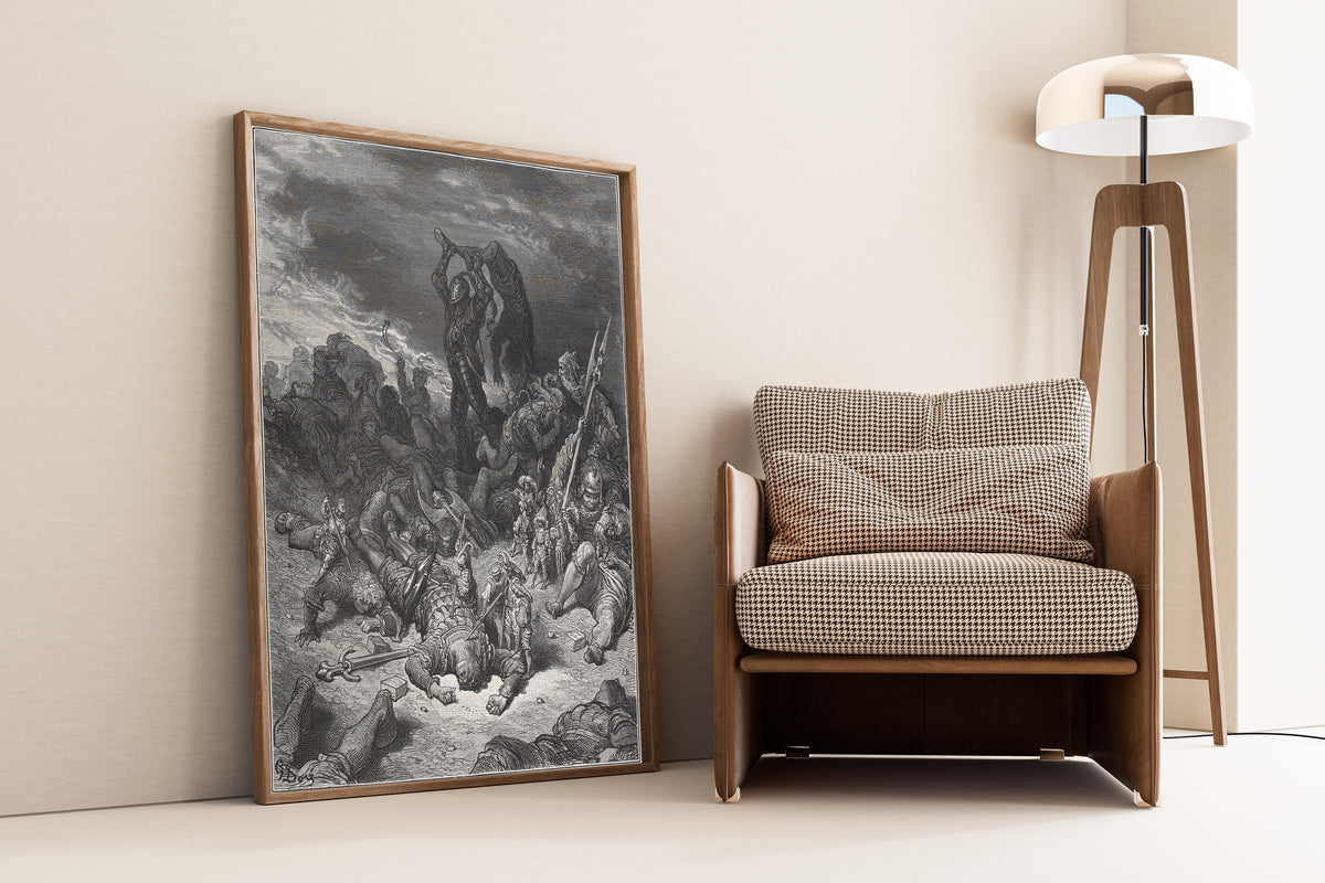 Gustave Doré — Pantagruel Seizes Loup Garou by the Feet | Wood Engraving Print