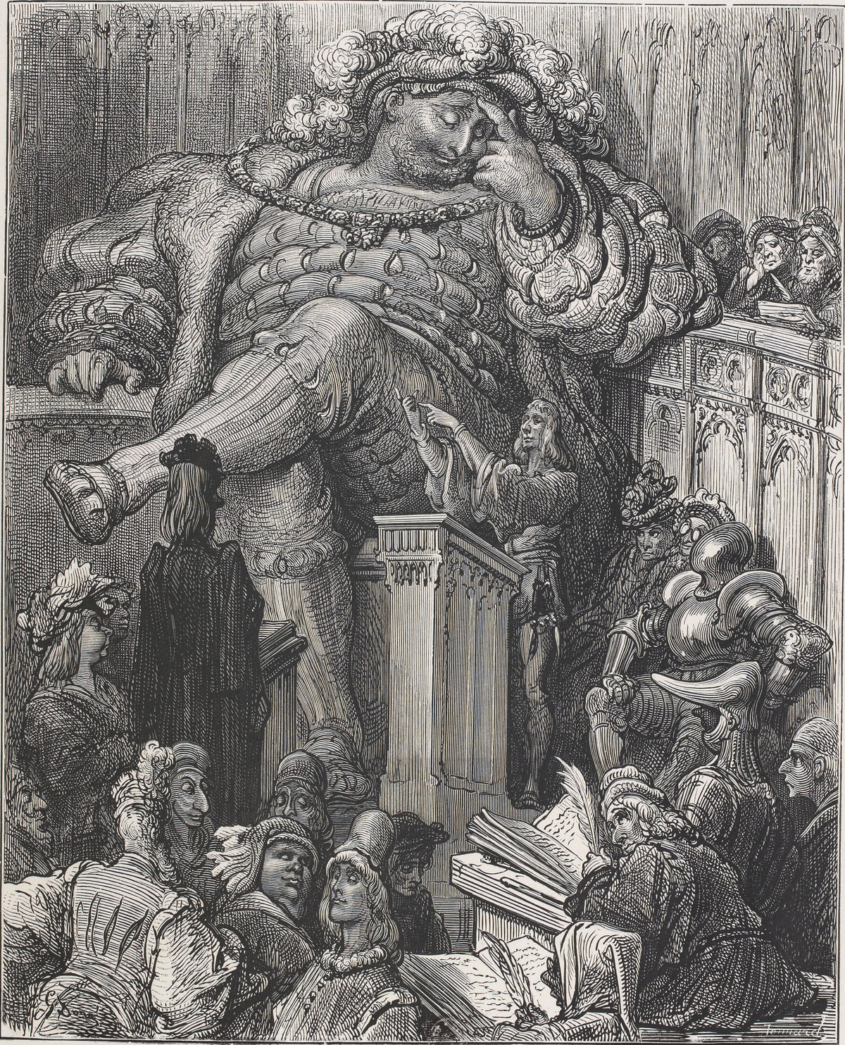 Gustave Doré — Pantagruel at the Debate by Signs | Wood Engraving Print