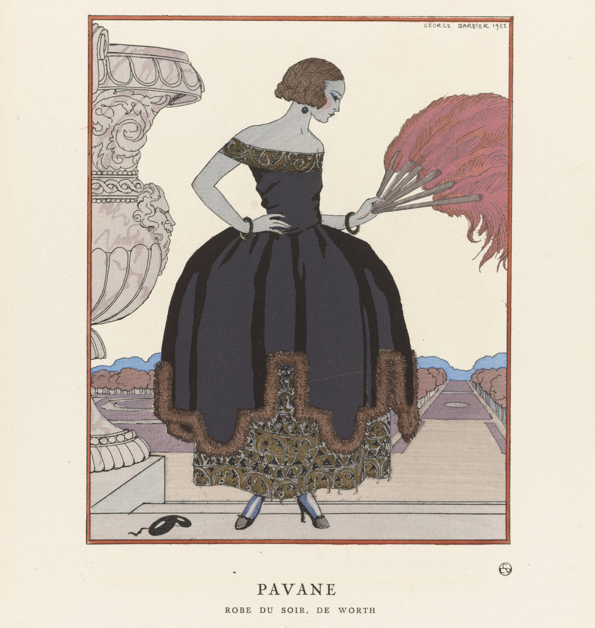 George Barbier — Pavane, robe du soir de Worth | Art Deco Fashion Print