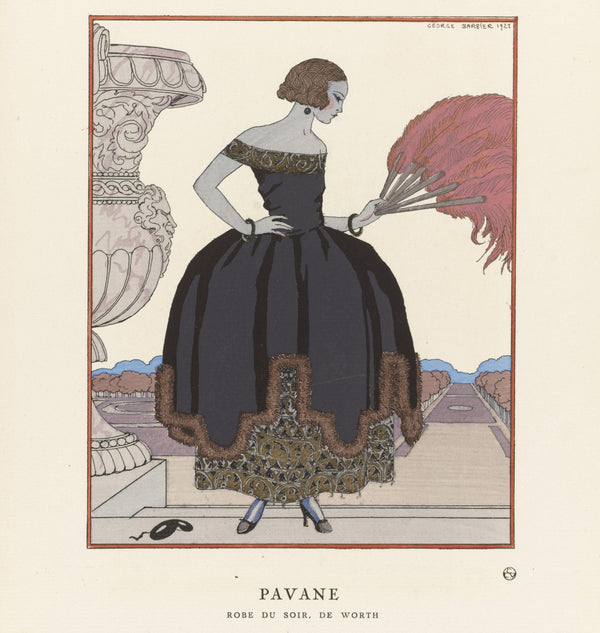 George Barbier — Pavane, robe du soir de Worth | Art Deco Fashion Print