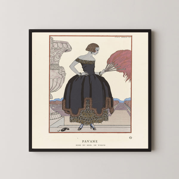 George Barbier — Pavane, robe du soir de Worth | Art Deco Fashion Print