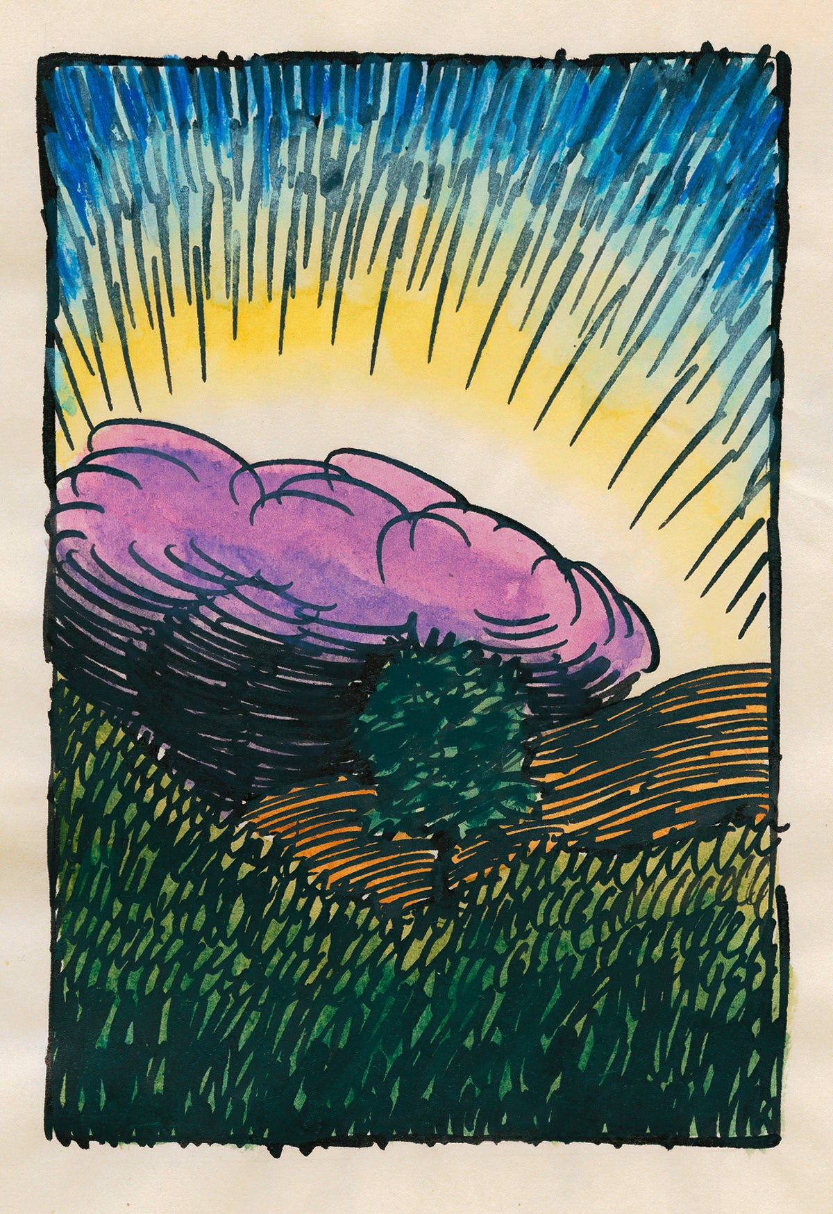 Karl Wiener — Pavement and Meadow No. 17 | Modernist Landscape Print