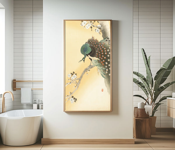 Ohara Koson — Peacock on a Cherry Blossom Tree | Japanese Bird & Flower Woodblock Print