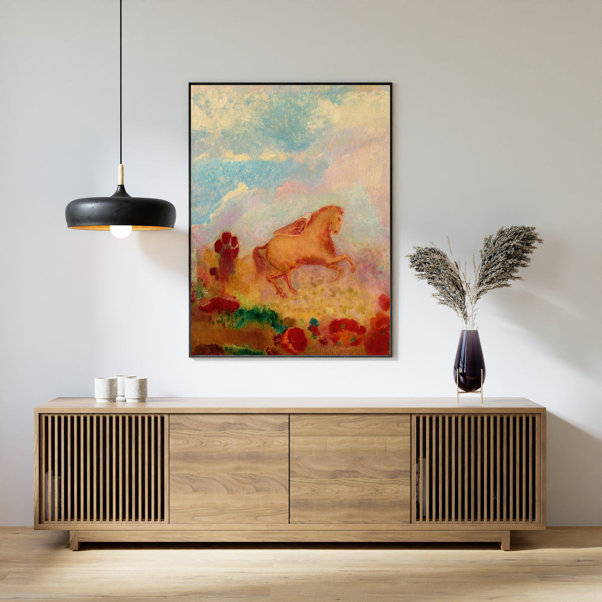 Odilon Redon — Pegasus (Red Flowers) | Symbolist Art Print