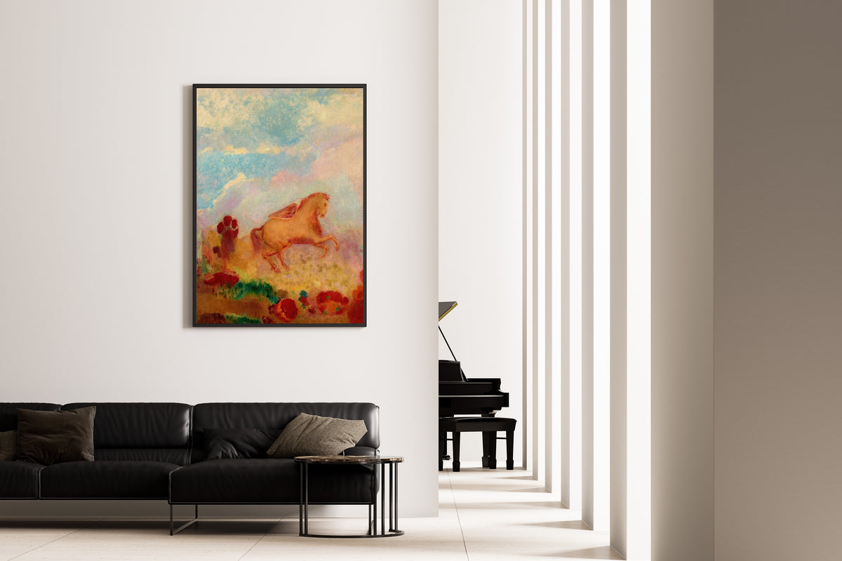 Odilon Redon — Pegasus (Red Flowers) | Symbolist Art Print