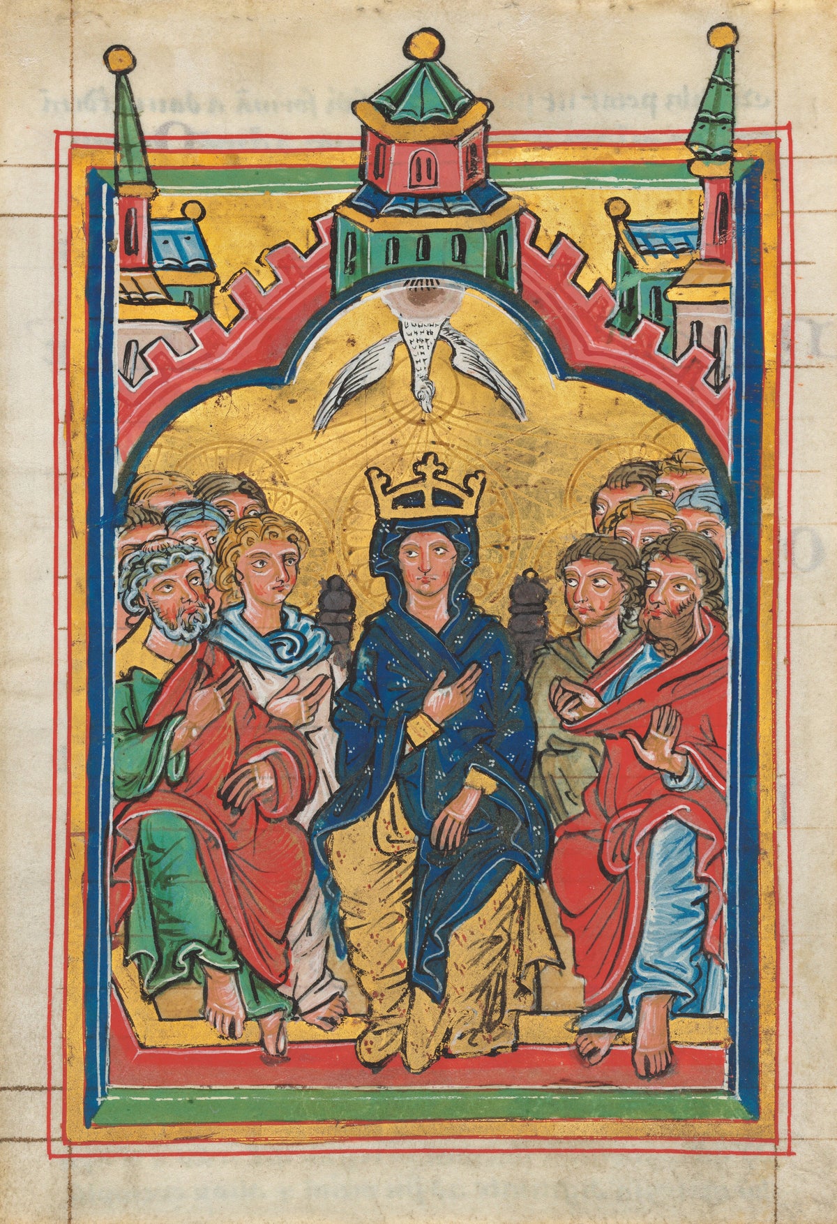 Pentecost (Crowned Virgin) | Illuminated Manuscript Print