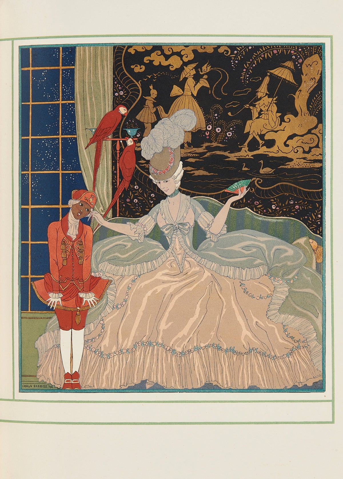 George Barbier — Personnages de comédie (Lady with Macaws) | Art Deco Print