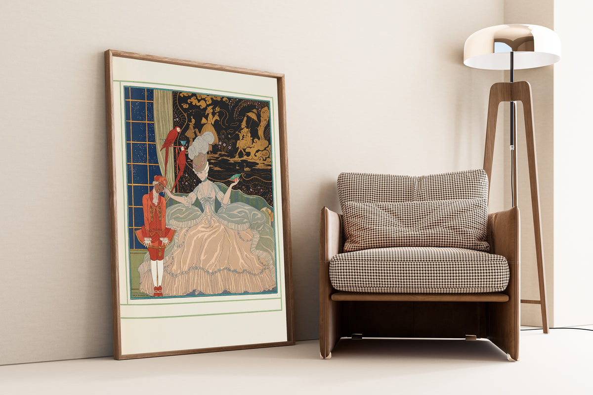 George Barbier — Personnages de comédie (Lady with Macaws) | Art Deco Print