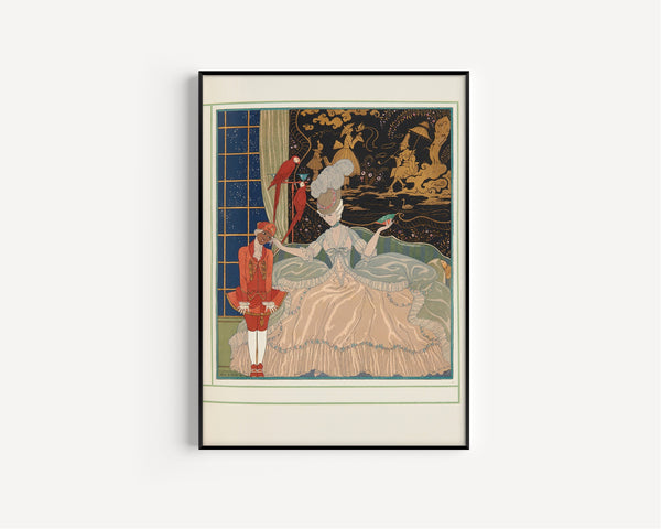 George Barbier — Personnages de comédie (Lady with Macaws) | Art Deco Print