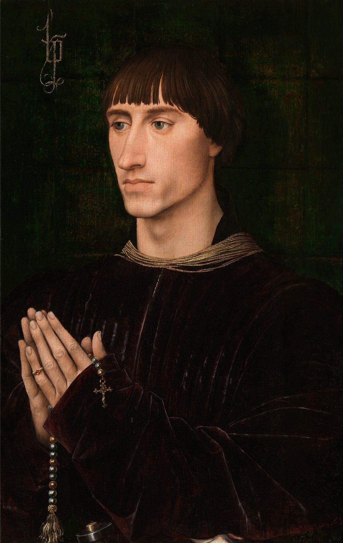 Philippe de Croy by Rogier van der Weyden — A young man at prayer, a rosary hanging from his sleeve