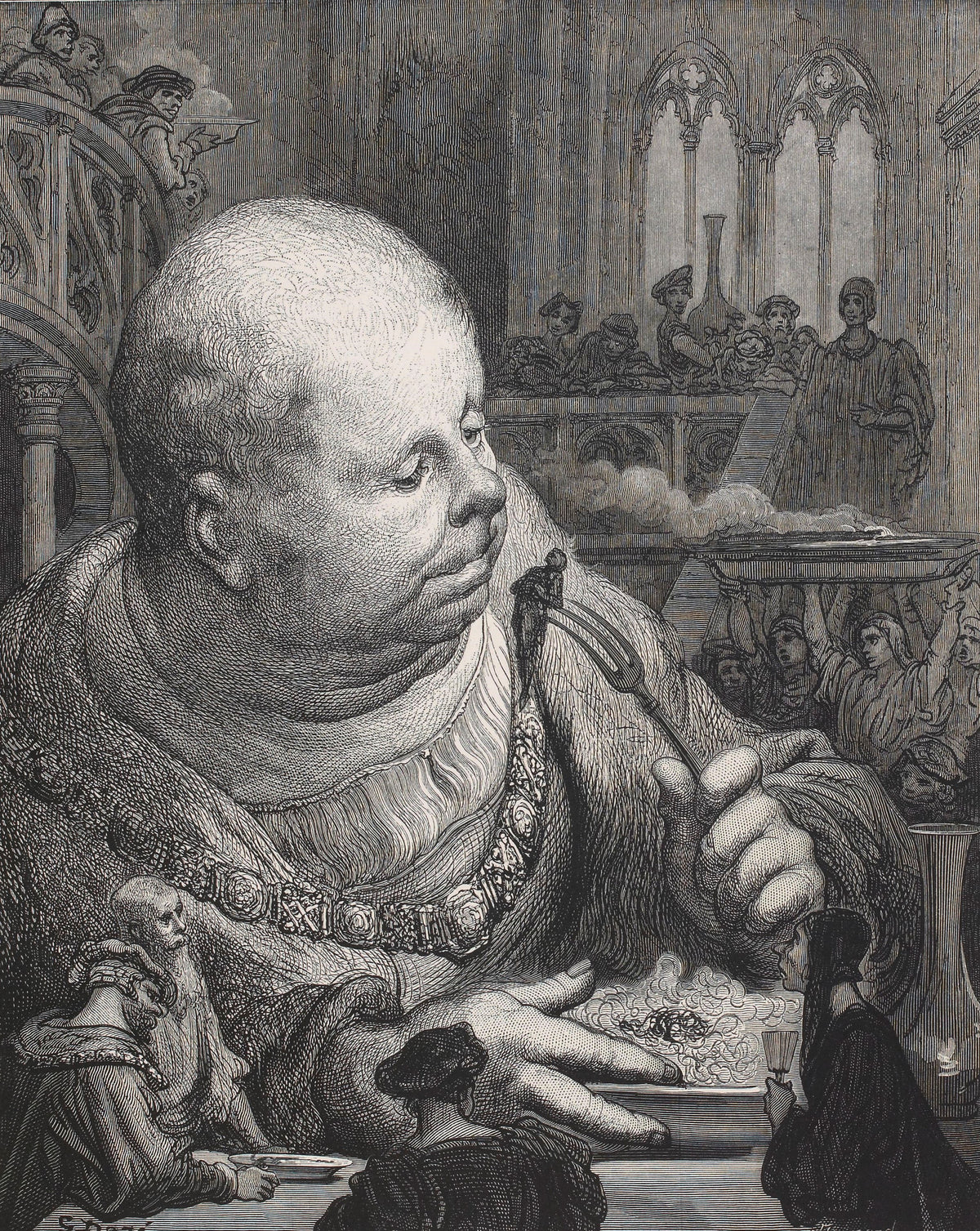 Gustave Doré — Pilgrims Eaten in a Salad | Wood Engraving Print