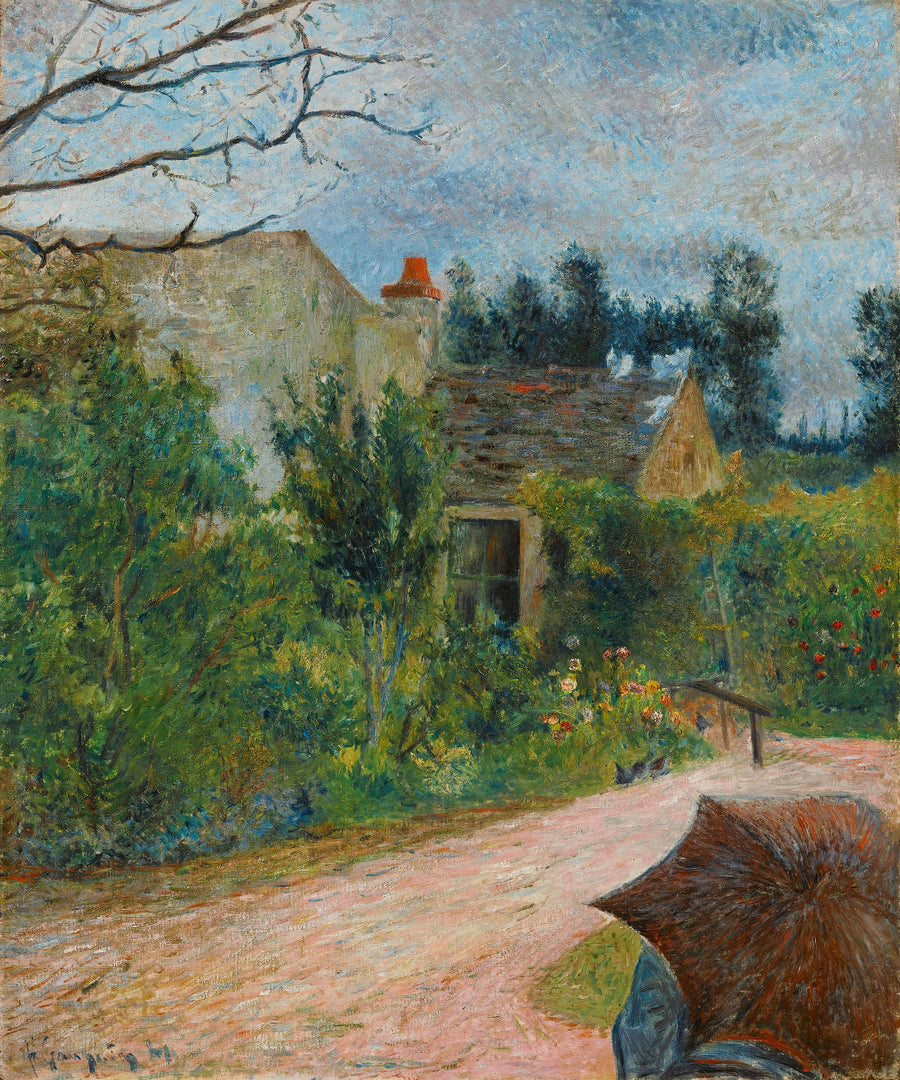 Paul Gauguin — Pissarro's Garden, Quai du Pothuis, Pontoise | Fine Art Print shown to scale on a wall above a sofa