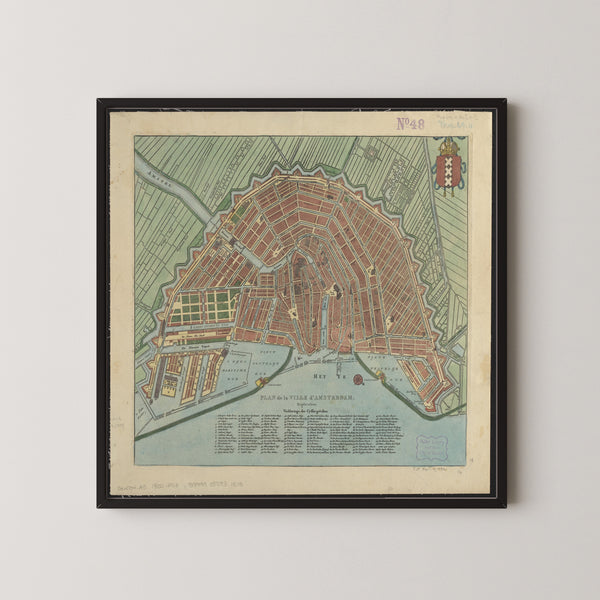 Plan de la Ville d'Amsterdam | Antique City Plan Print
