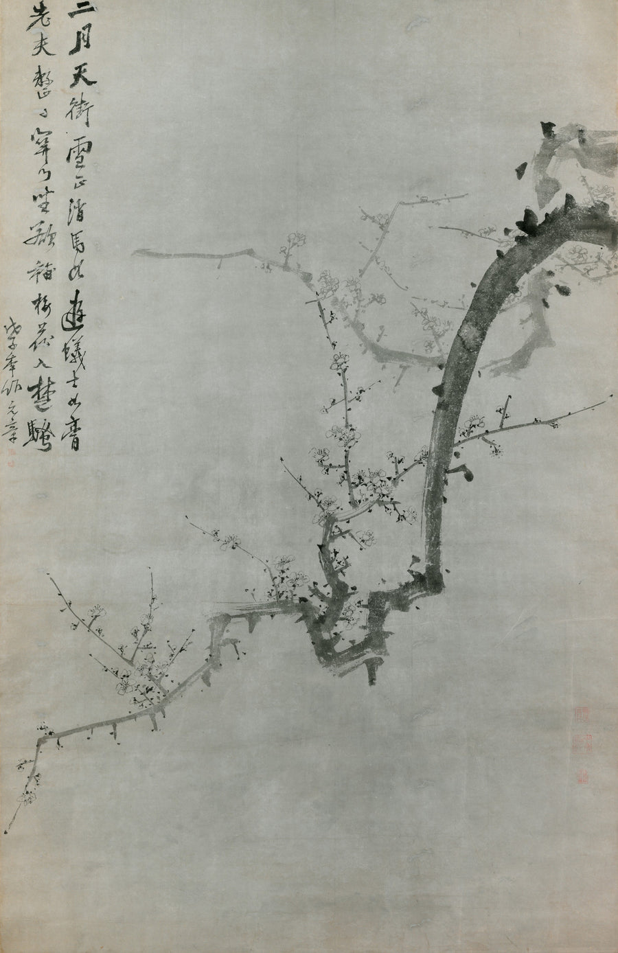 Yi Yu-won — Plum Branch | Korean Painting Art Print shown to scale on a wall above a sofa