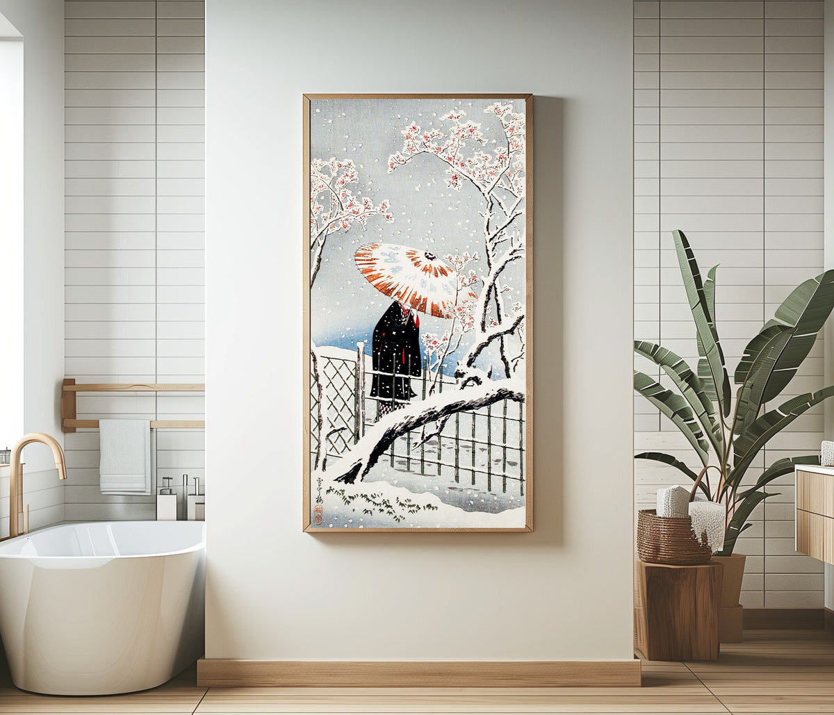 Takahashi Shotei — Plum Tree in Snow | Japanese Woodblock Print (Shin Hanga)