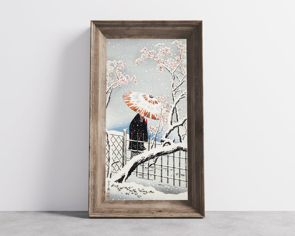 Takahashi Shotei — Plum Tree in Snow | Japanese Woodblock Print (Shin Hanga)