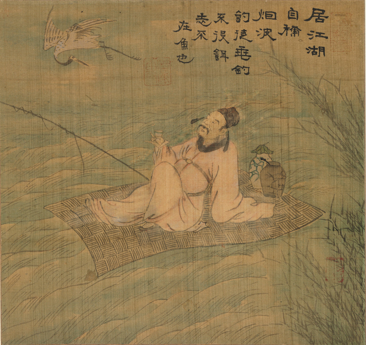 Korean painter (unidentified) — Poet Fisherman | Korean Painting Art Print