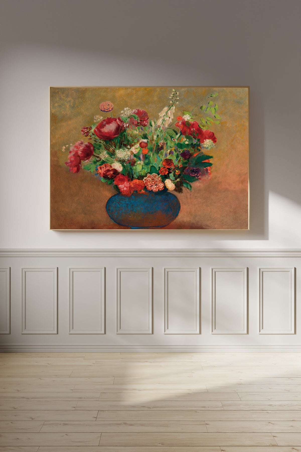Odilon Redon — Poppies and Sweet William in a Blue Vase | Symbolist Art Print