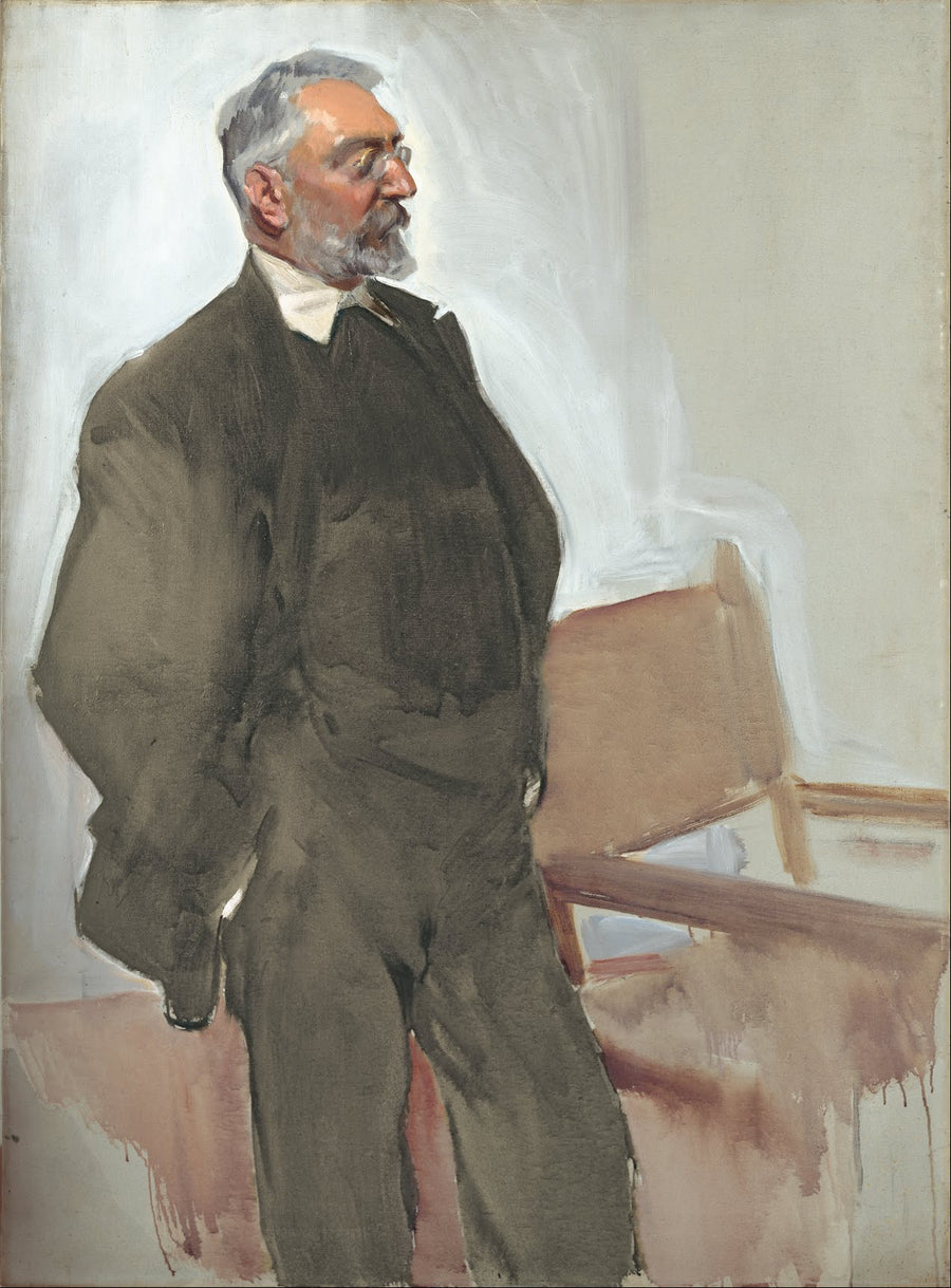 Joaquín Sorolla — Portrait of Miguel de Unamuno | Fine Art Print shown to scale on a wall above a sofa
