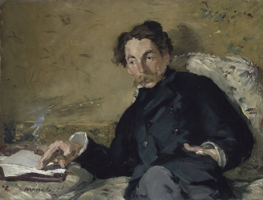 Édouard Manet — Portrait of Stéphane Mallarmé | Fine Art Print shown to scale on a wall above a sofa